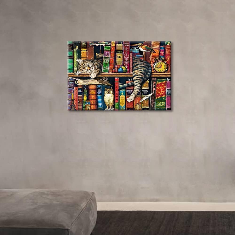 Sleeping Cat Abstract Canvas Wall Art 16×24 in Modern Decor