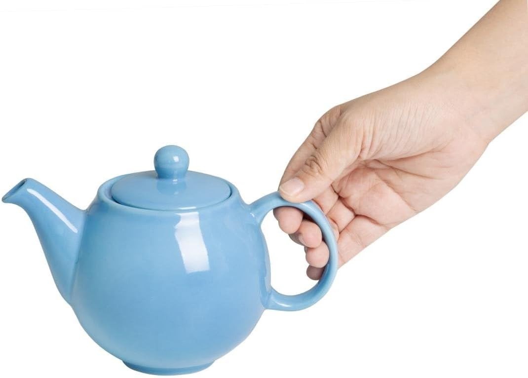 450ml Stoneware Teapot Blue Smooth Pour Tea Pot Table Service Set