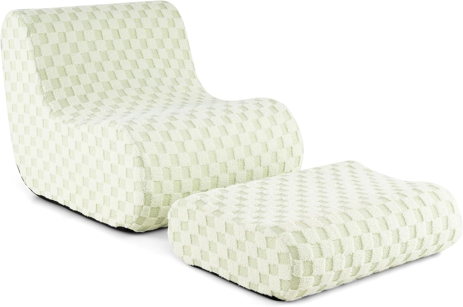Teddy Fleece Bean Bag Chair & Footstool Set Lounge Sofa Seat Gaming