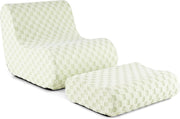 Teddy Fleece Bean Bag Chair & Footstool Set Lounge Sofa Seat Gaming