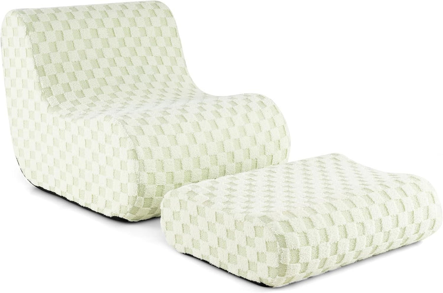 Teddy Fleece Bean Bag Chair & Footstool Set Lounge Sofa Seat Gaming