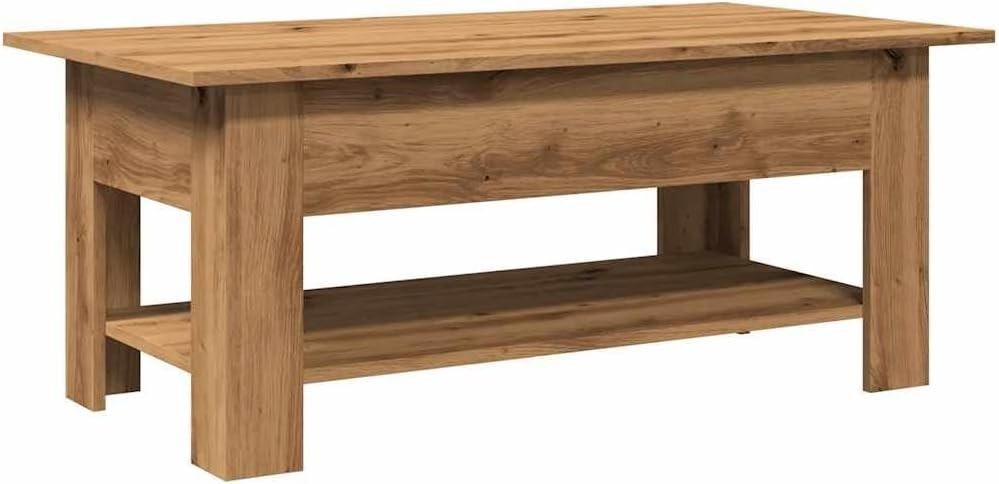 Modern Engineered Oak Coffee Table with Storage Shelf – Stylish & Durable