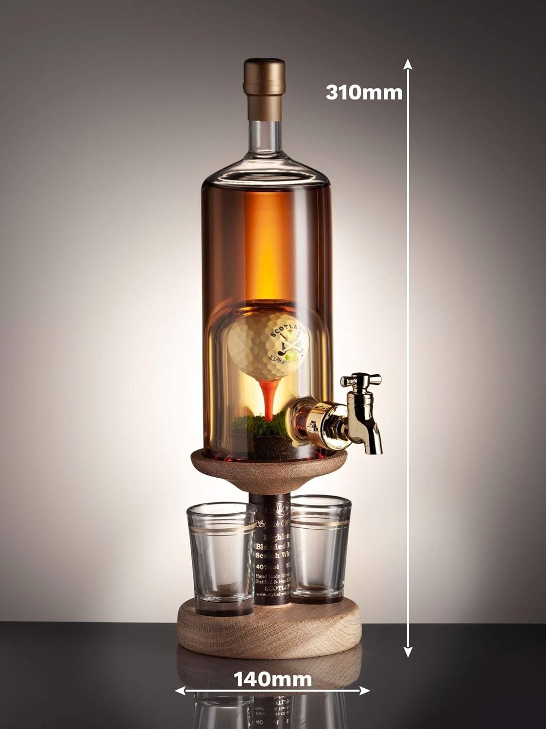 Golf Ball Whisky Decanter Dispenser With Stand Tap Glass Gift Set