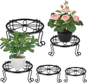 5 Pcs Metal Plant Stands Black Iron Flower Pot Holders Indoor Outdoor Garden