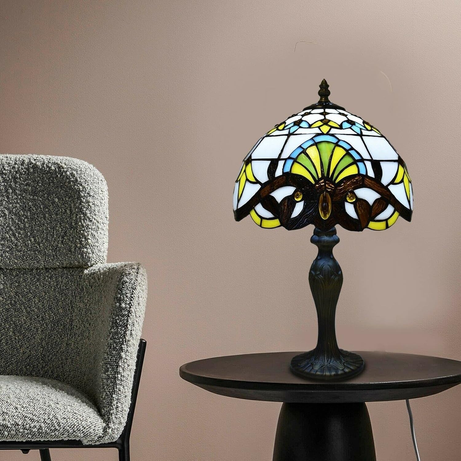 Stained Glass Tiffany Table Lamp Antique Design E27 Bulb Bedroom Desk Light