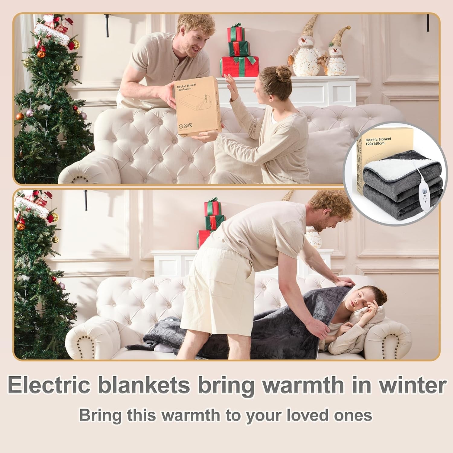 Electric Heated Throw Blanket 4 Heat Settings Auto Off LCD 180x130cm