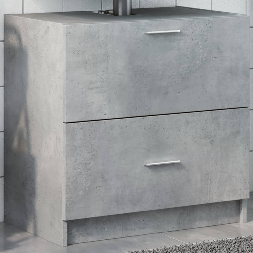 Concrete Grey Under Sink Bathroom Cabinet 59x37x59cm Modern Vanity Storage
