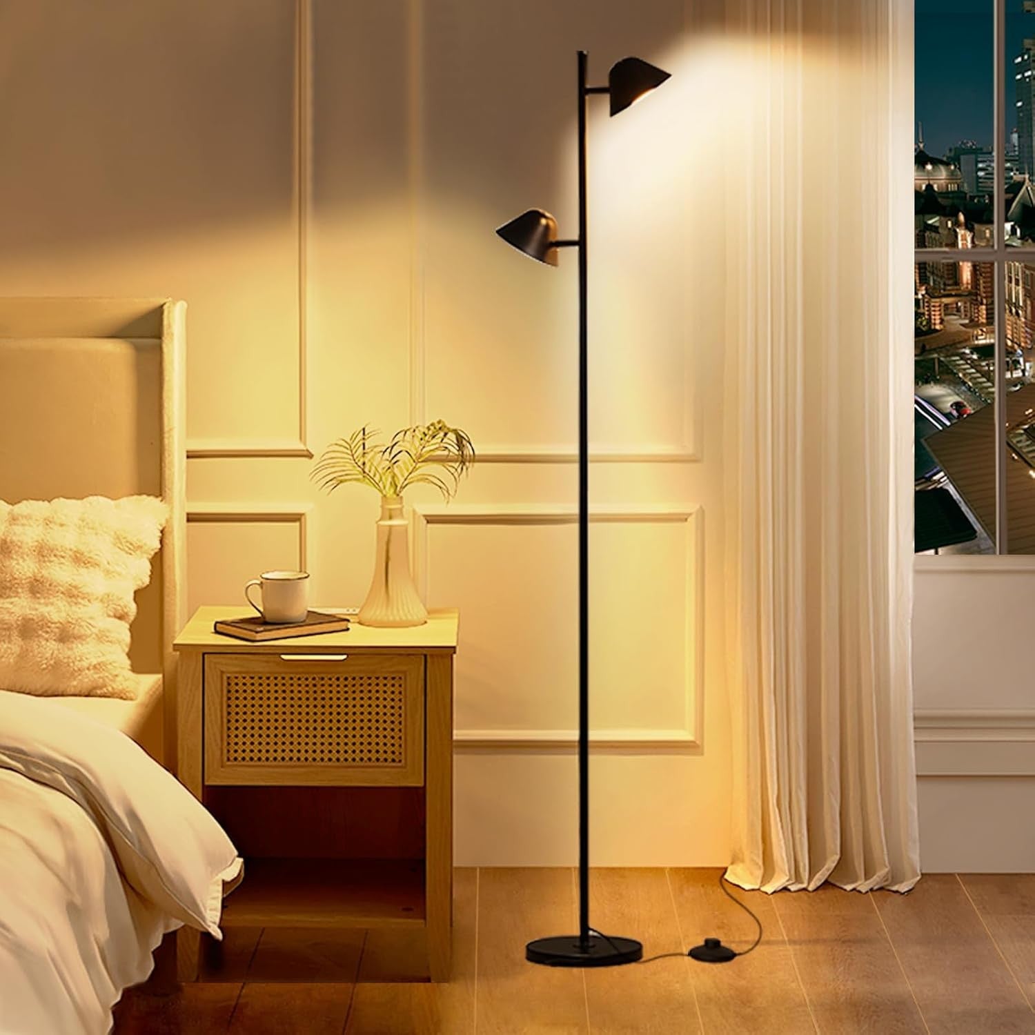 LED Floor Lamp Dimmable Remote Adjustable Reading Light Black
