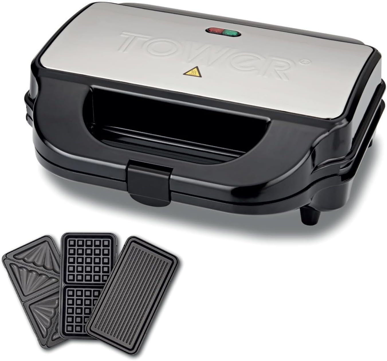 3-in-1 Deep Fill Snack Maker 900W Sandwich Waffle 29.6cm Stainless Steel