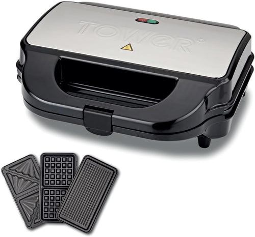 3-in-1 Deep Fill Snack Maker 900W Sandwich Waffle 29.6cm Stainless Steel