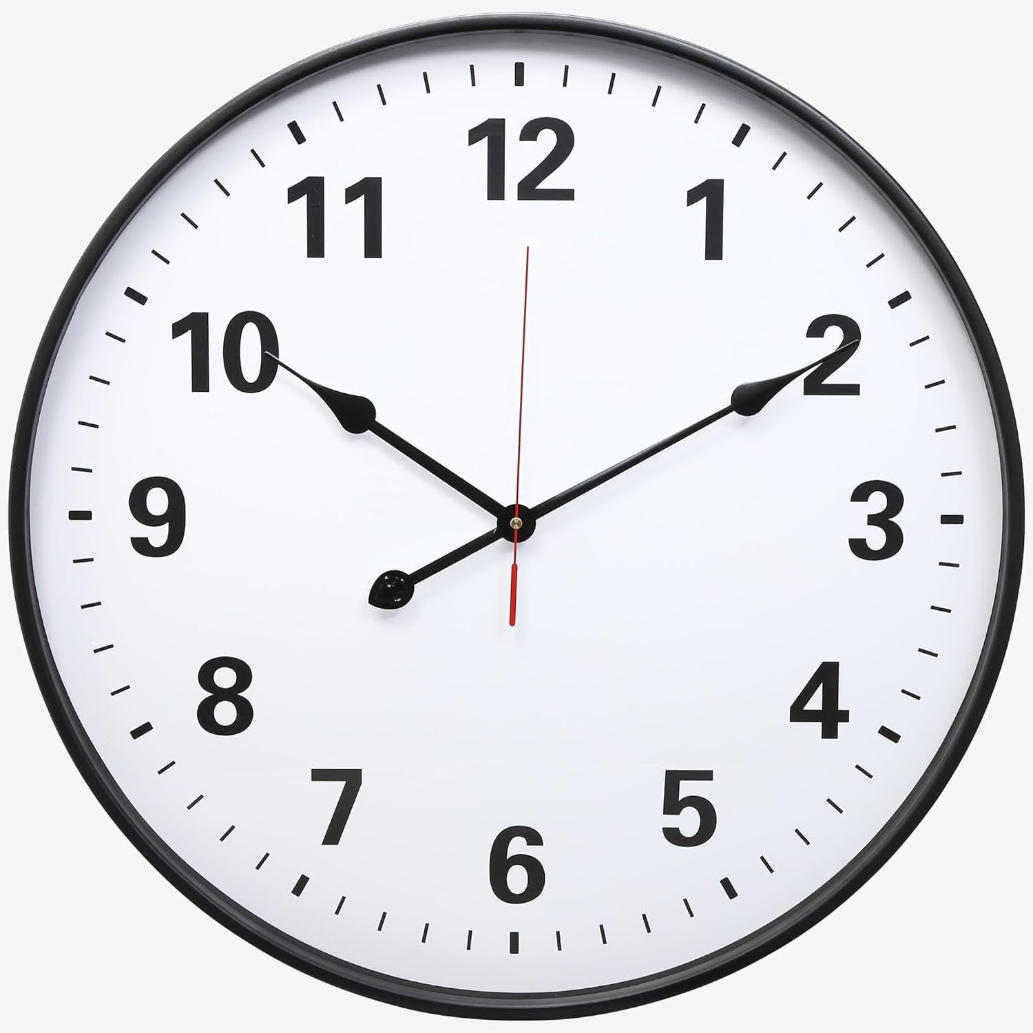 Large 24in Silent Wall Clock Black Metal Modern Quartz Indoor Outdoor