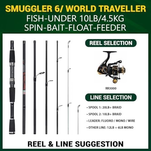 Travel Fishing Rod Reel Combo 6-Section Spin & Casting Kit 2 Tips