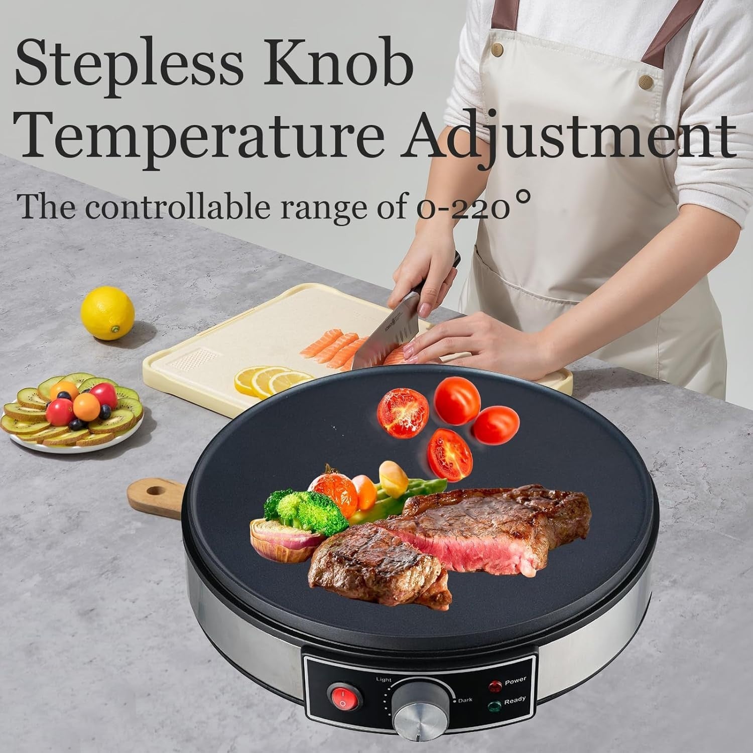12" Electric Pancake & Crepe Maker – Non-Stick Adjustable Temp Breakfast Machine