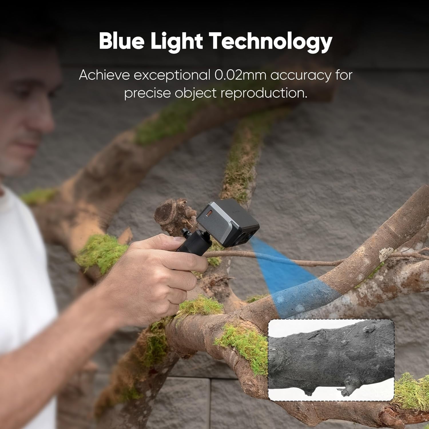 Handheld 3D Scanner 0.02mm Precision Anti Shake 10FPS Win Mac Fast Scan