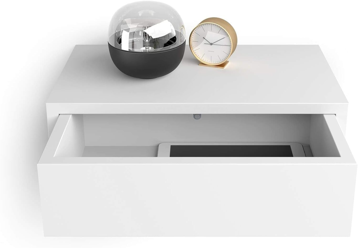 Floating White Wall Bedside Table with Drawer – Modern Minimalist Nightstand