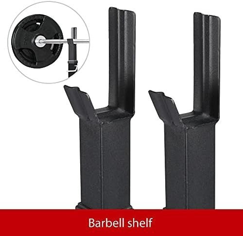 Professional Adjustable Squat Rack – Heavy-Duty Black Frame with Safety Spotters
