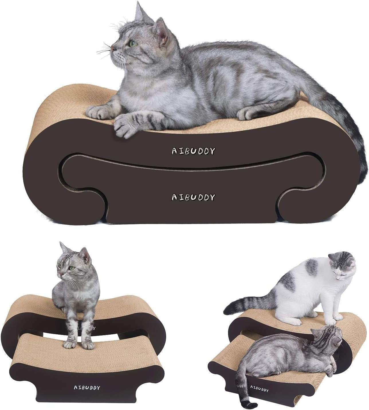 2 in 1 Cat Scratcher Lounge Bed Cardboard Scratch Pad w Catnip