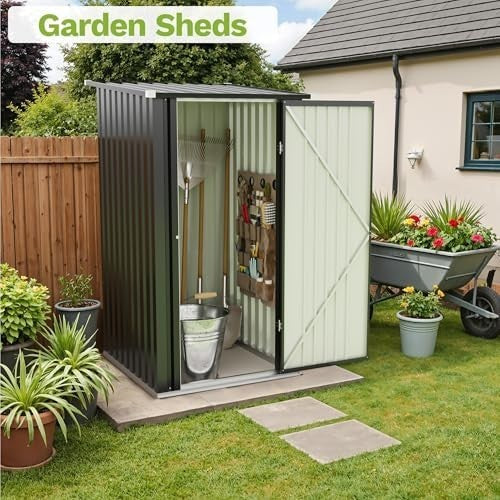 3x3ft Metal Garden Shed with Lockable Door & Waterproof Roof