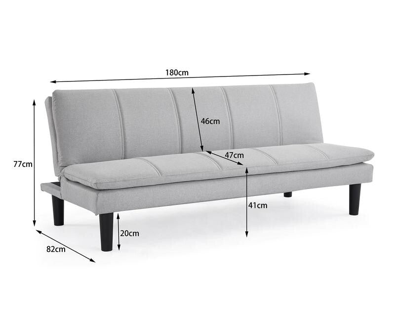 Light Grey 3 Seater Sofa Bed Clic Clac Fabric Couch Guest Sleeper