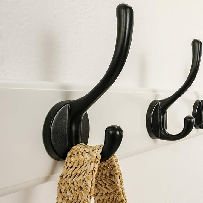 White Wall Mounted Coat Rack 97cm | 10 Heavy Duty Hooks Wooden Hanger Rail