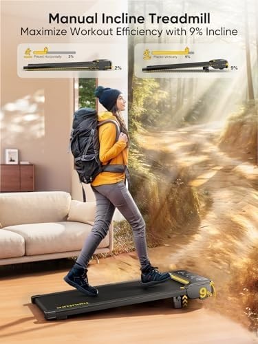 Foldable 2-in-1 Walking Pad Treadmill 9% Incline Bluetooth Home Gym