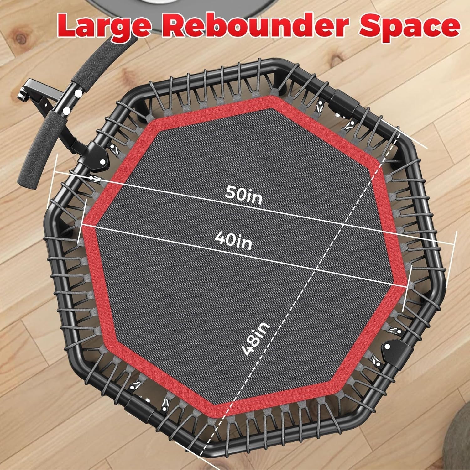 48in Octagonal Fitness Rebounder Trampoline Silent Bungee 550lb Indoor