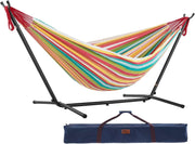 Double Cotton Hammock with Stand – 280cm Frame, Adjustable Height, 3 Person