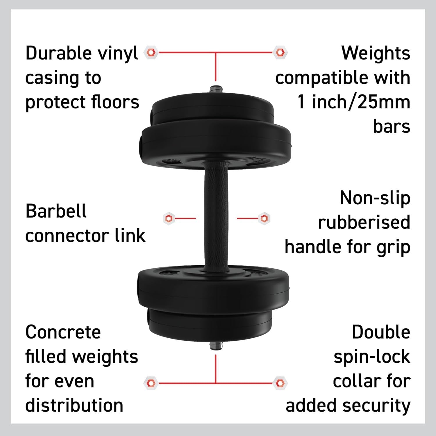 Adjustable Dumbbell Barbell Set 10–50KG Vinyl Weights Home Gym