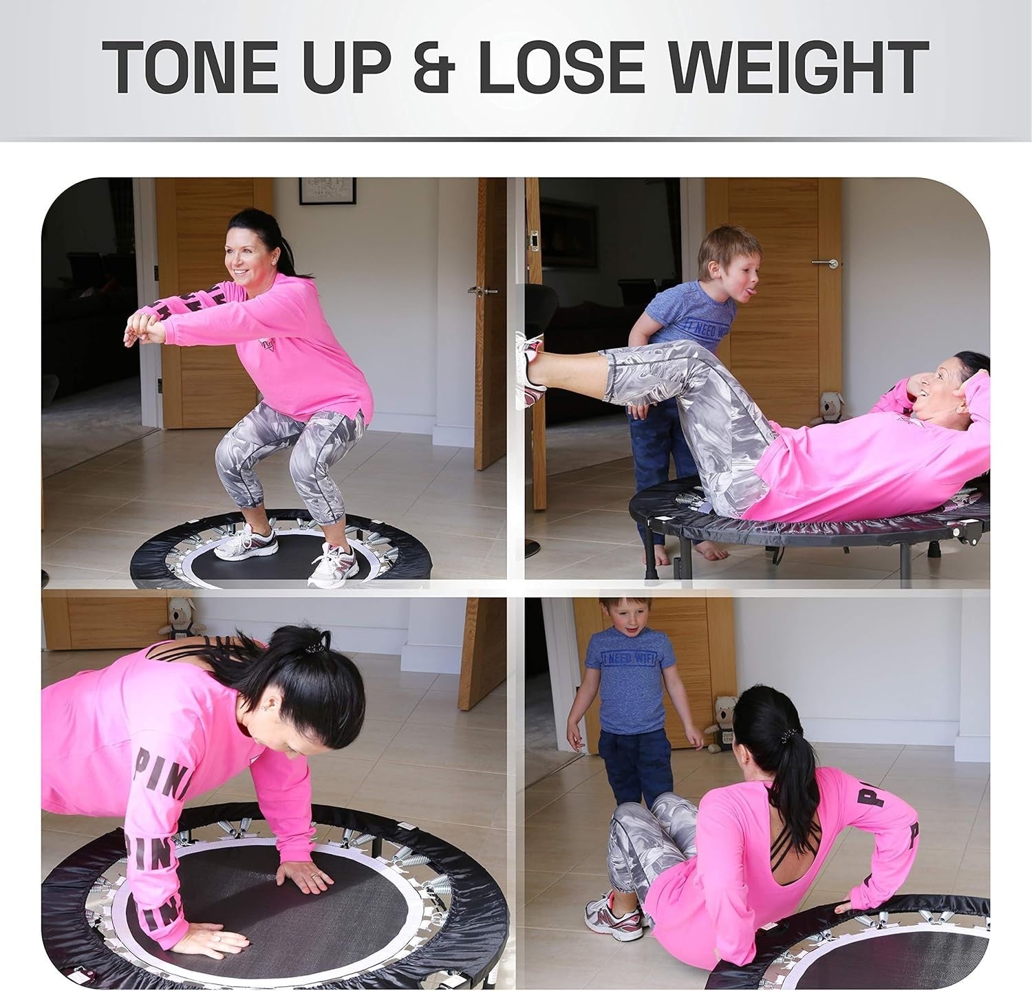 40'' Folding Fitness Rebounder Trampoline with Handle Bar Indoor