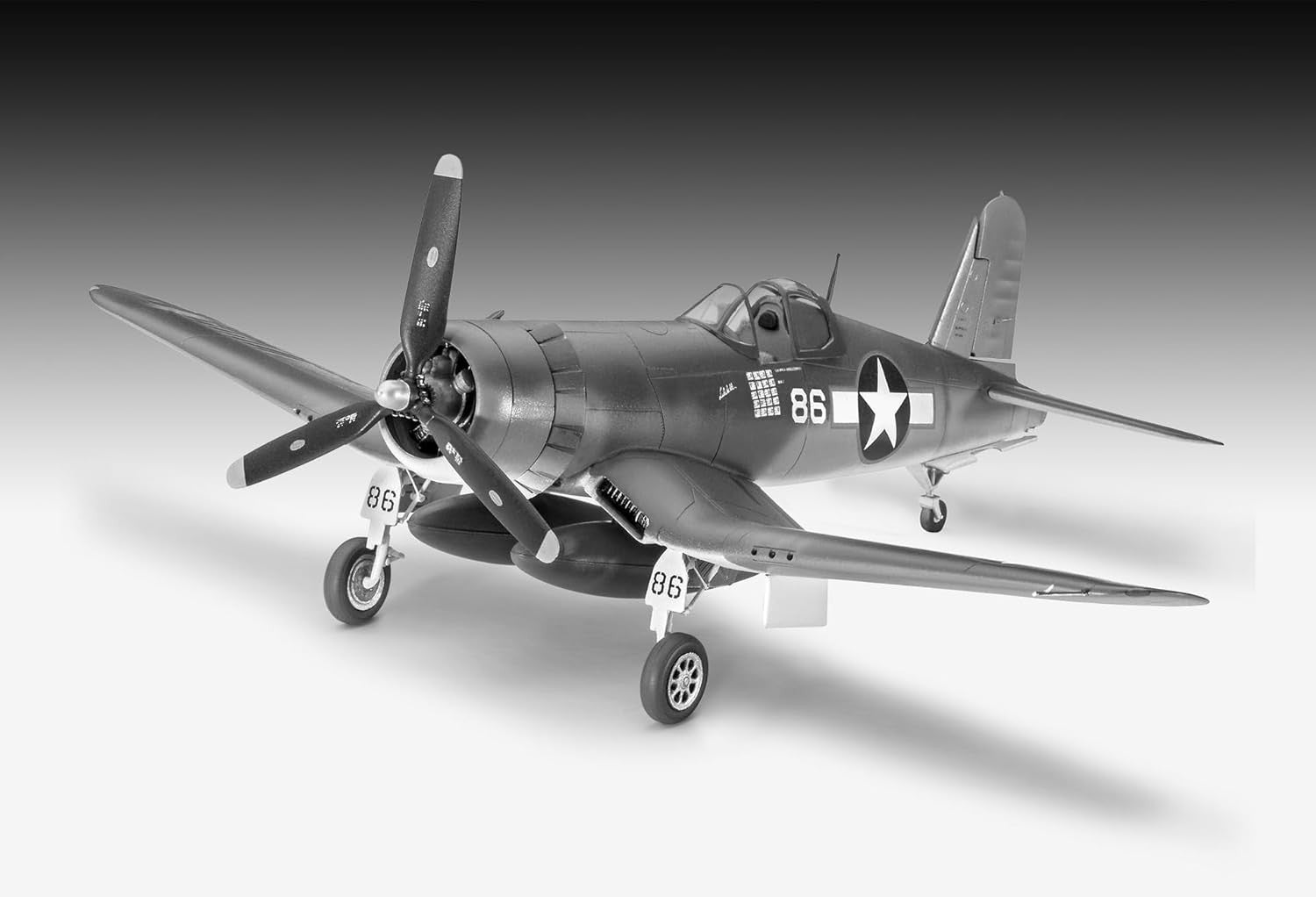 1:72 F4U-1D Corsair Fighter Jet Model Kit • Unpainted • 63-Piece Set