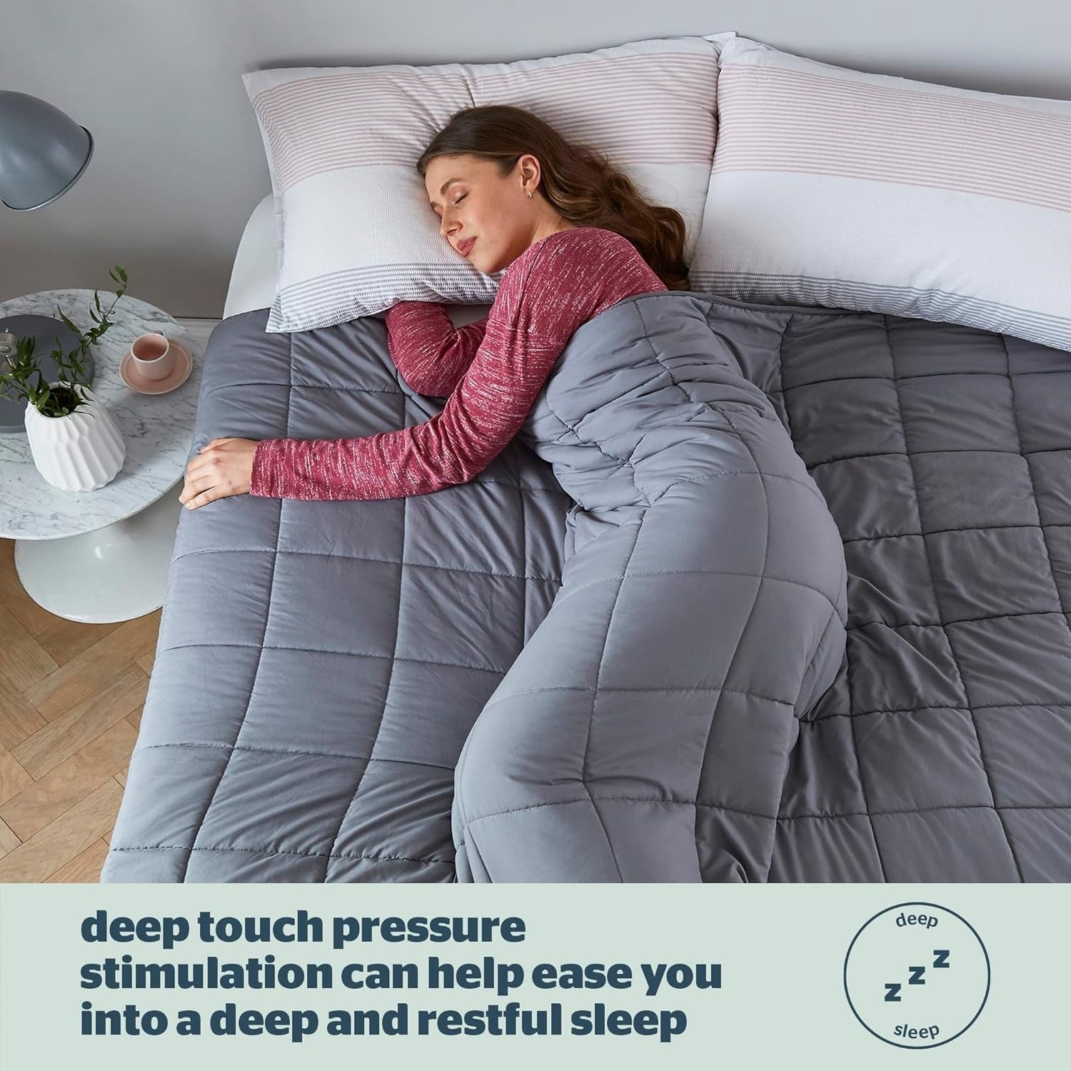 Weighted Blanket Adult Grey 9kg 150x200cm Calming Heavy Sleep Aid