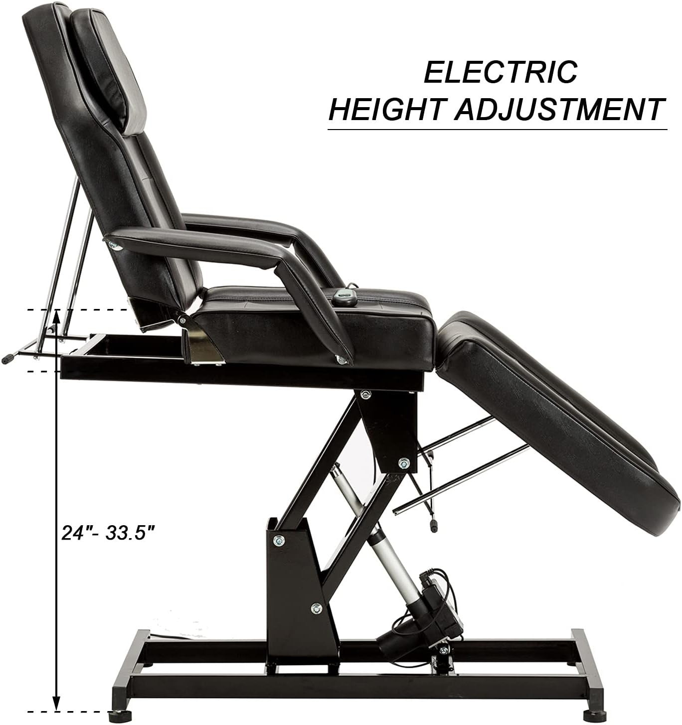 Electric Height Adjustable Beauty Massage Bed Salon Tattoo Lash Table Black PU