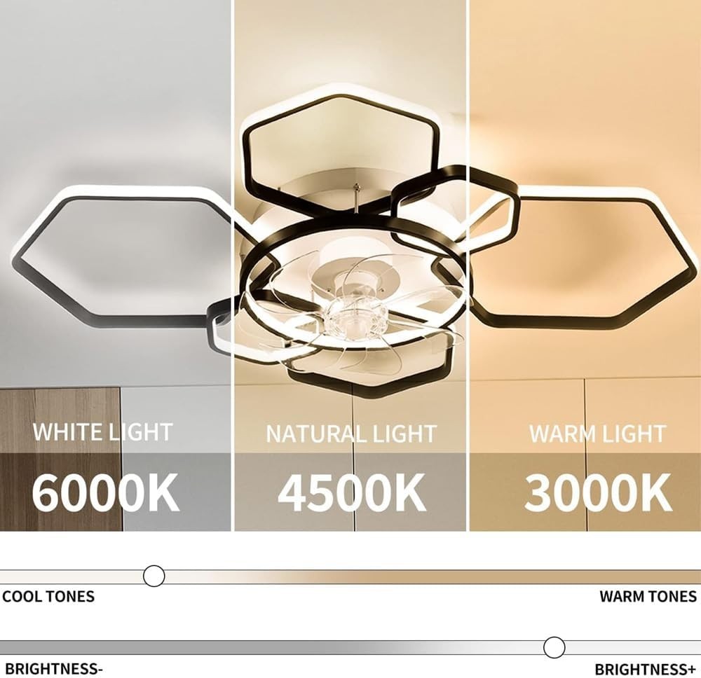 Warmiehomy 103CM Ceiling Fan with Lights, 6-Speed, Dimmable LED, Remote & App