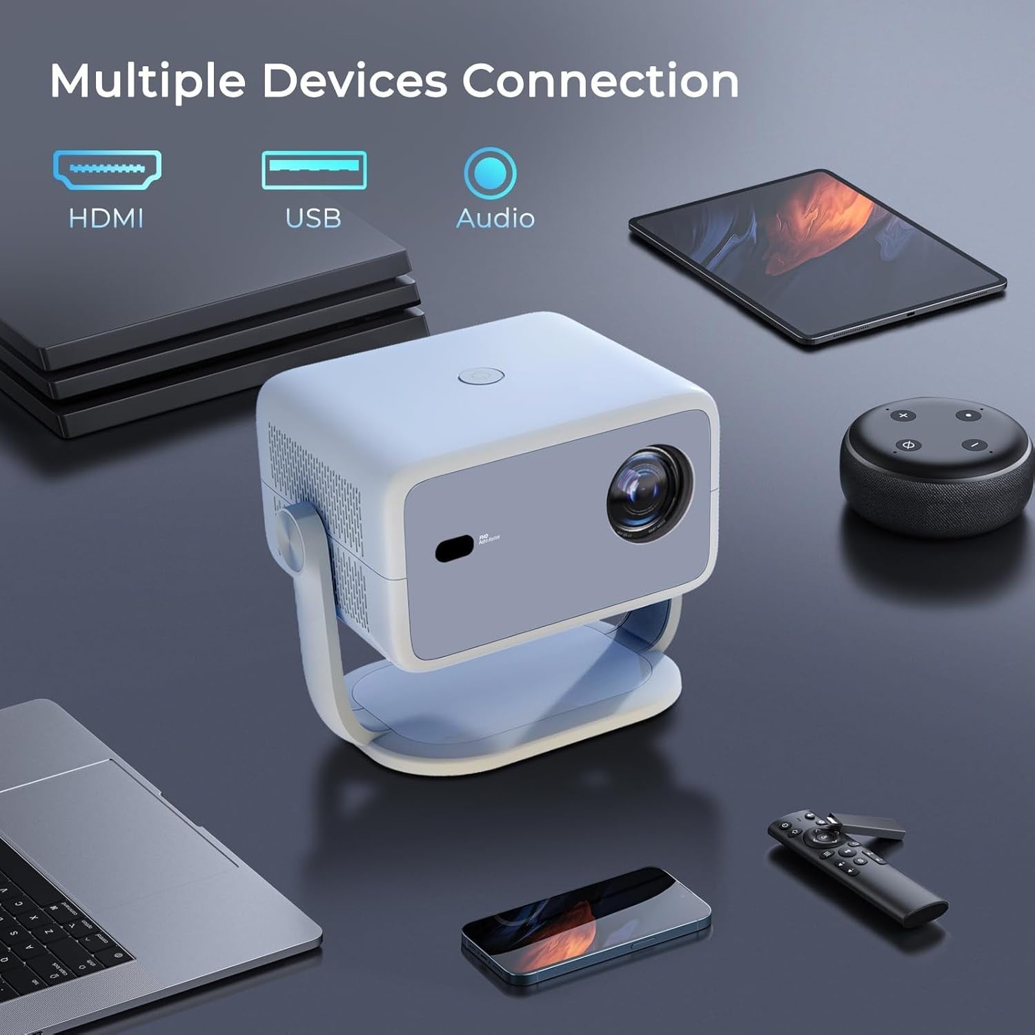 600 ANSI Smart Projector 1080P 4K Android TV WiFi 6 Bluetooth