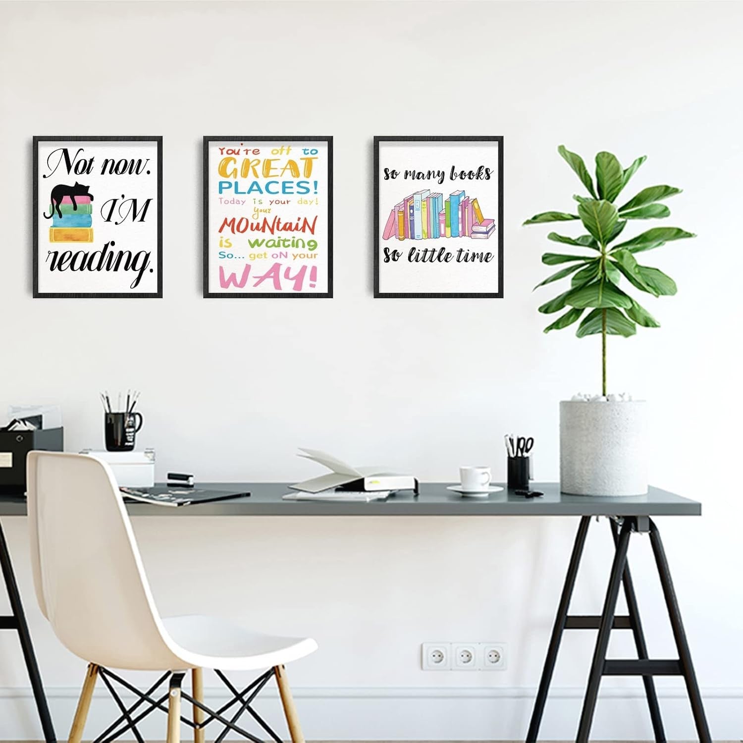 Reading Wall Art Posters Set 9pc 10x8in Classroom Quotes
