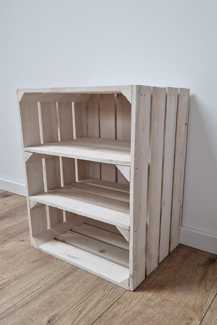 Single-Tier White Wooden Crate Storage Shelf Organizer 50x40x30cm