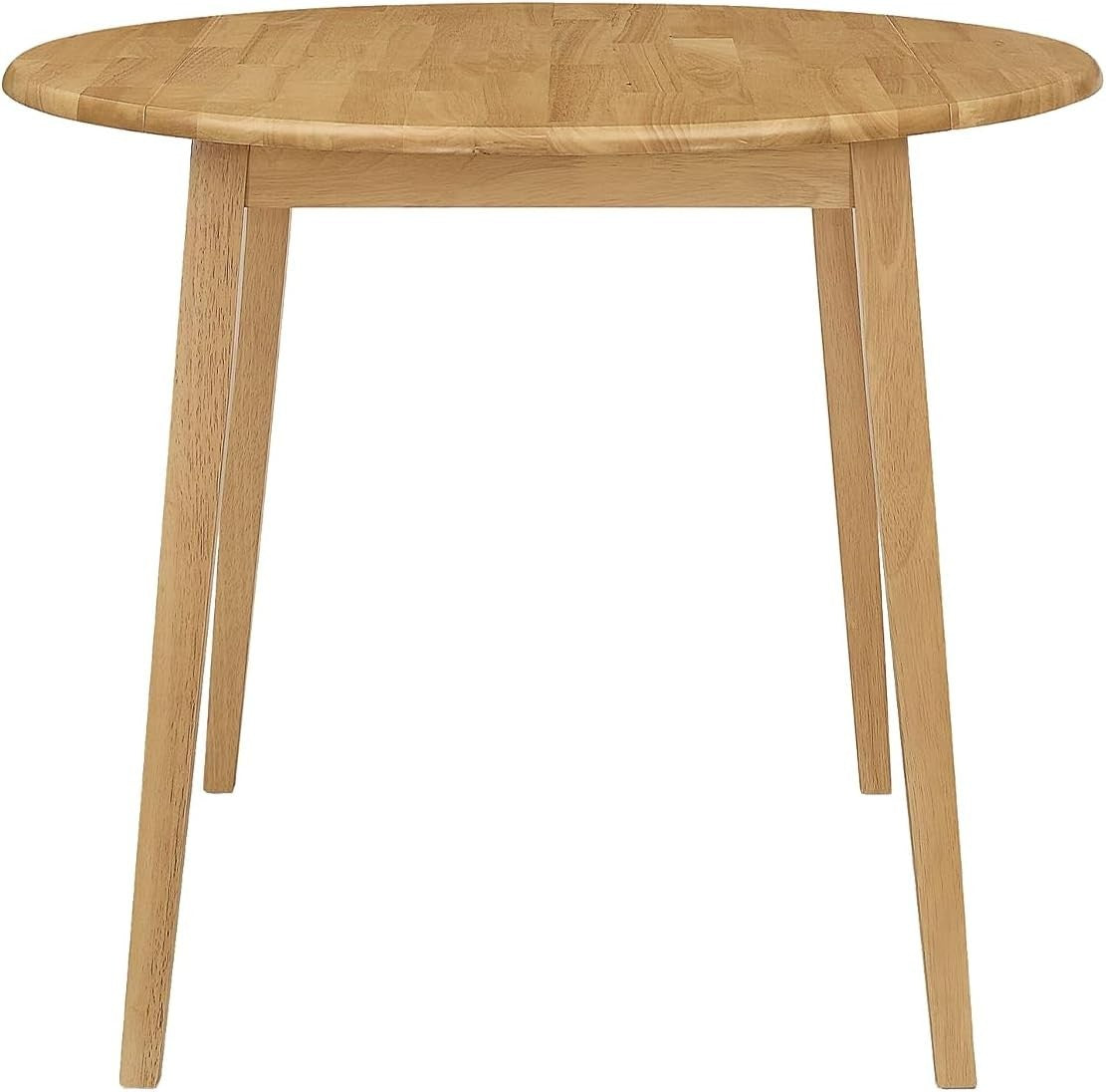 Solid Round Drop Leaf Dining Table Light Oak Space-Saving Extendable