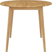 Solid Round Drop Leaf Dining Table Light Oak Space-Saving Extendable