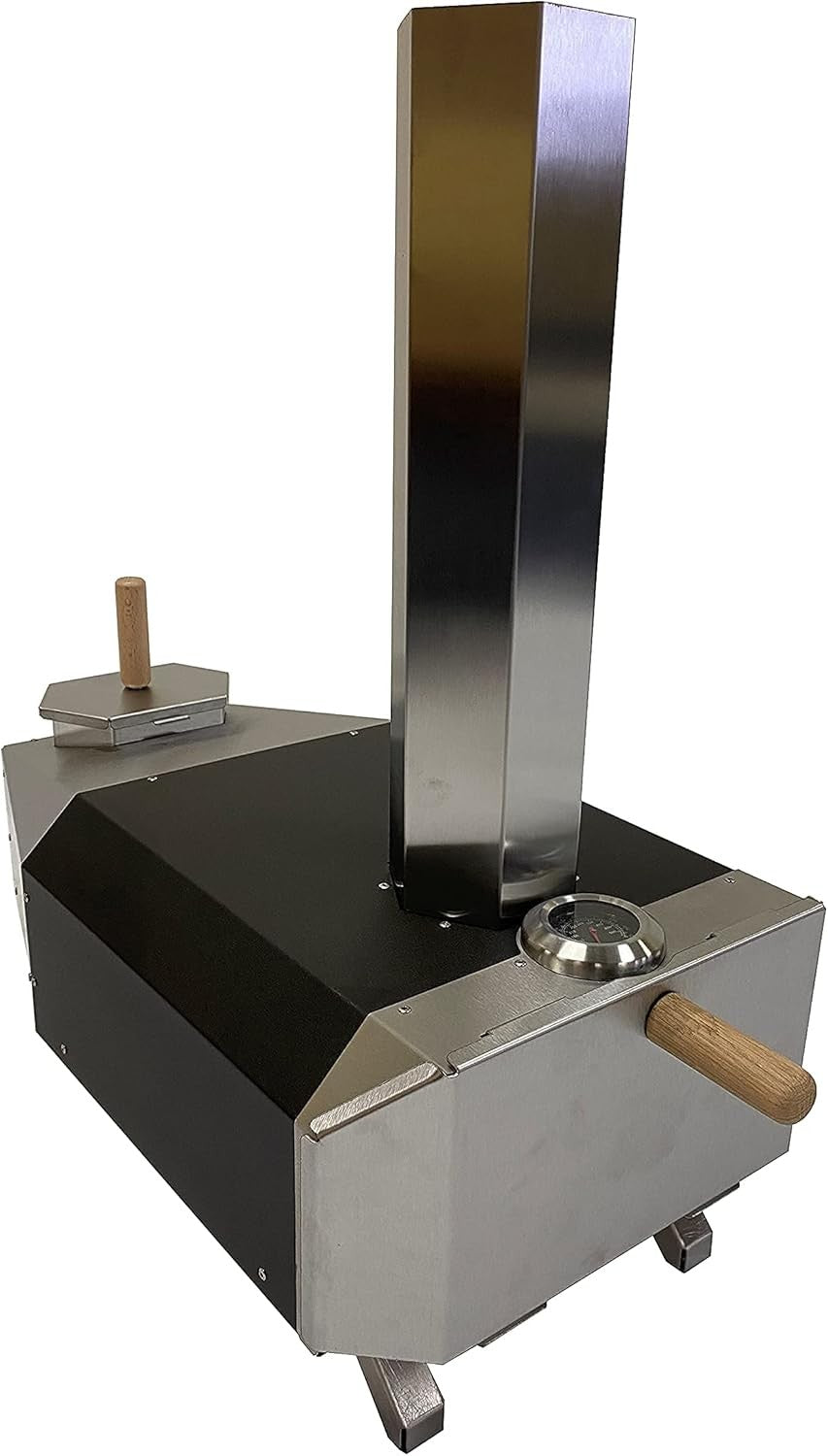 Outdoor Wood Fired Pizza Oven | Stainless Steel Portable BBQ Oven w/ Thermometer