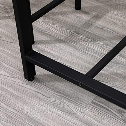 5 Piece Bar Table Set with 4 Stools Marble Effect Kitchen Dining Set