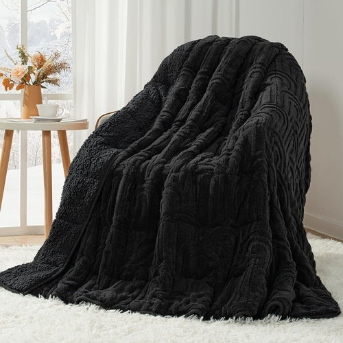 Black Sherpa Weighted Blanket 15lbs Queen 60x80 Cozy Sleep