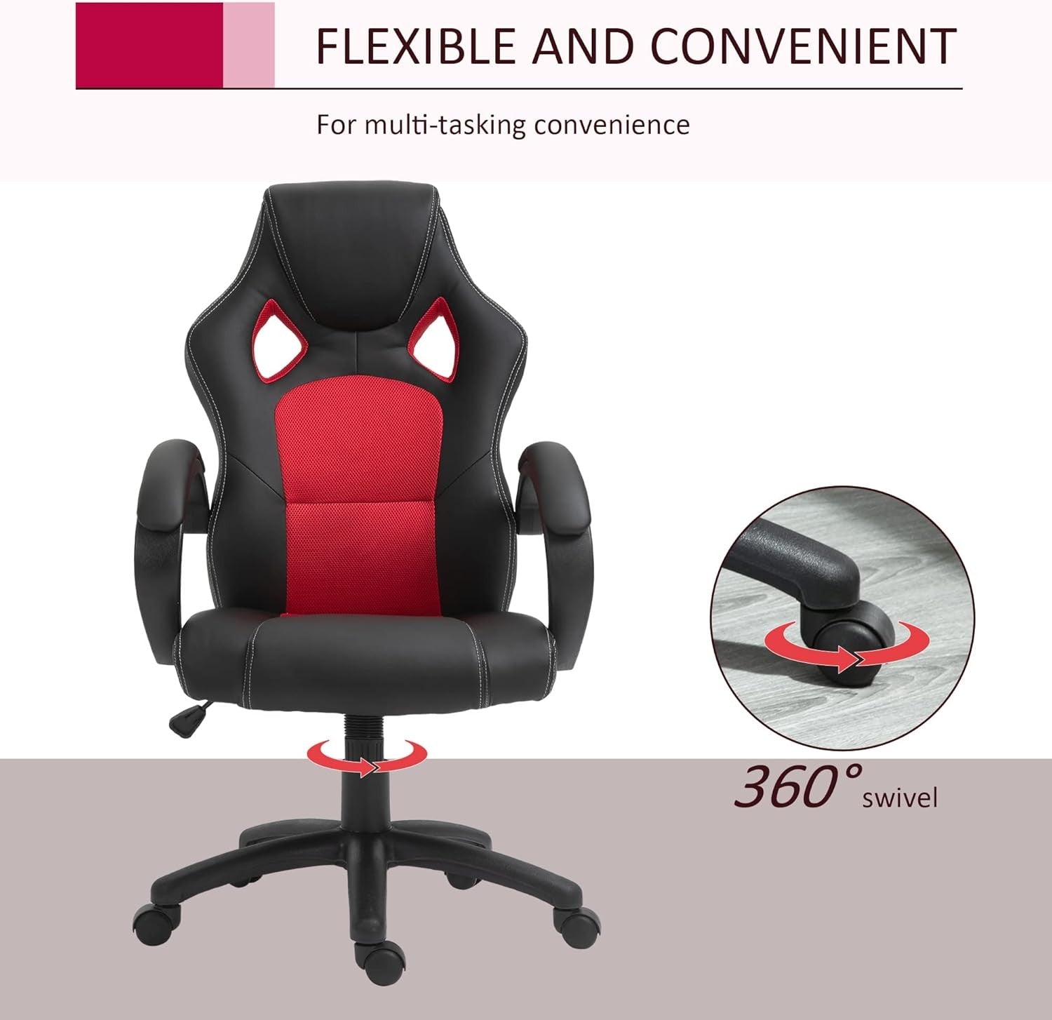 Gaming Chair Racing Style Swivel Faux Leather Office Desk
