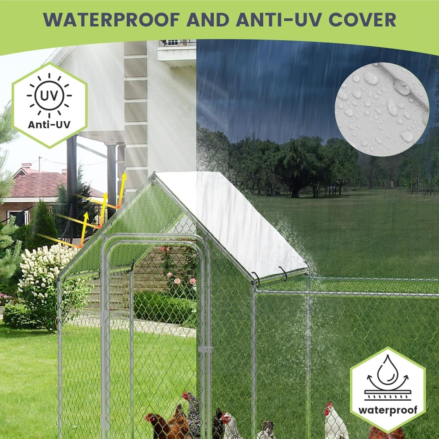 3m Walk In Chicken Run Metal Coop Waterproof UV Cover