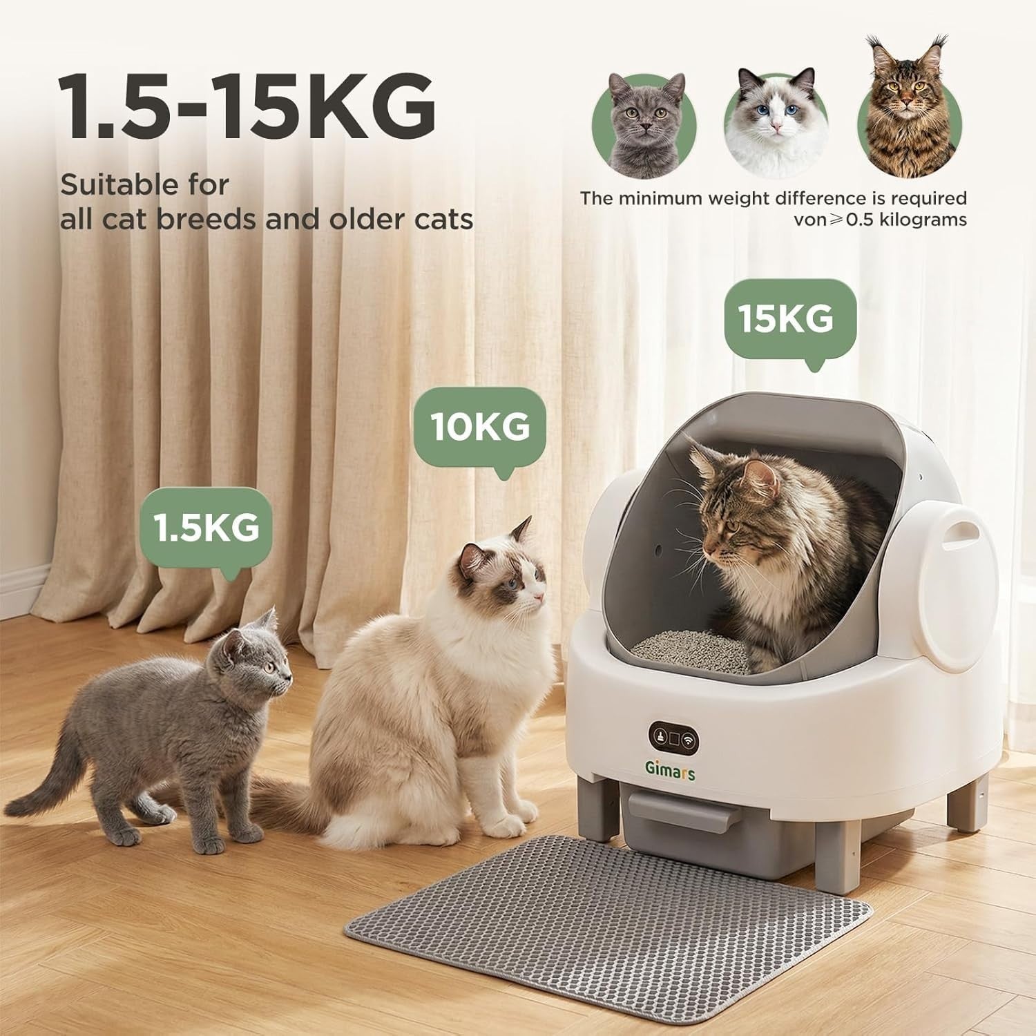 Self Cleaning Cat Litter Box App Control Open Top Automatic XXL