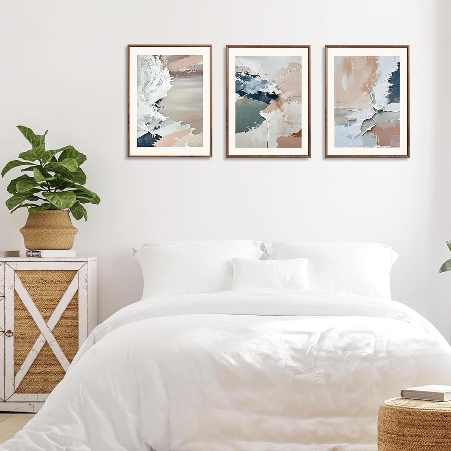 3 Panel Pastel Abstract Canvas Wall Art 30x40cm Framed Set