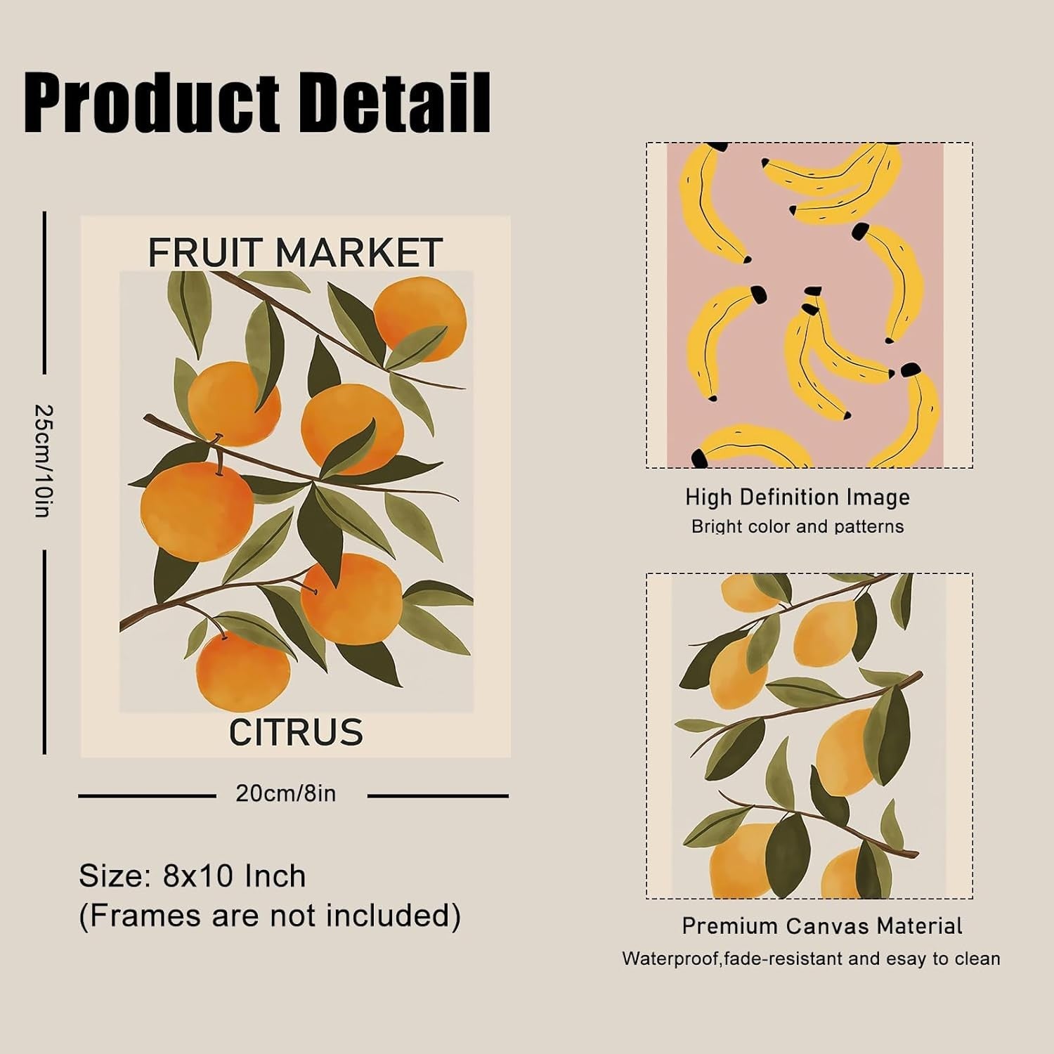 Set of 9 Fruit Market Wall Art Prints Abstract Colorful 8×10″