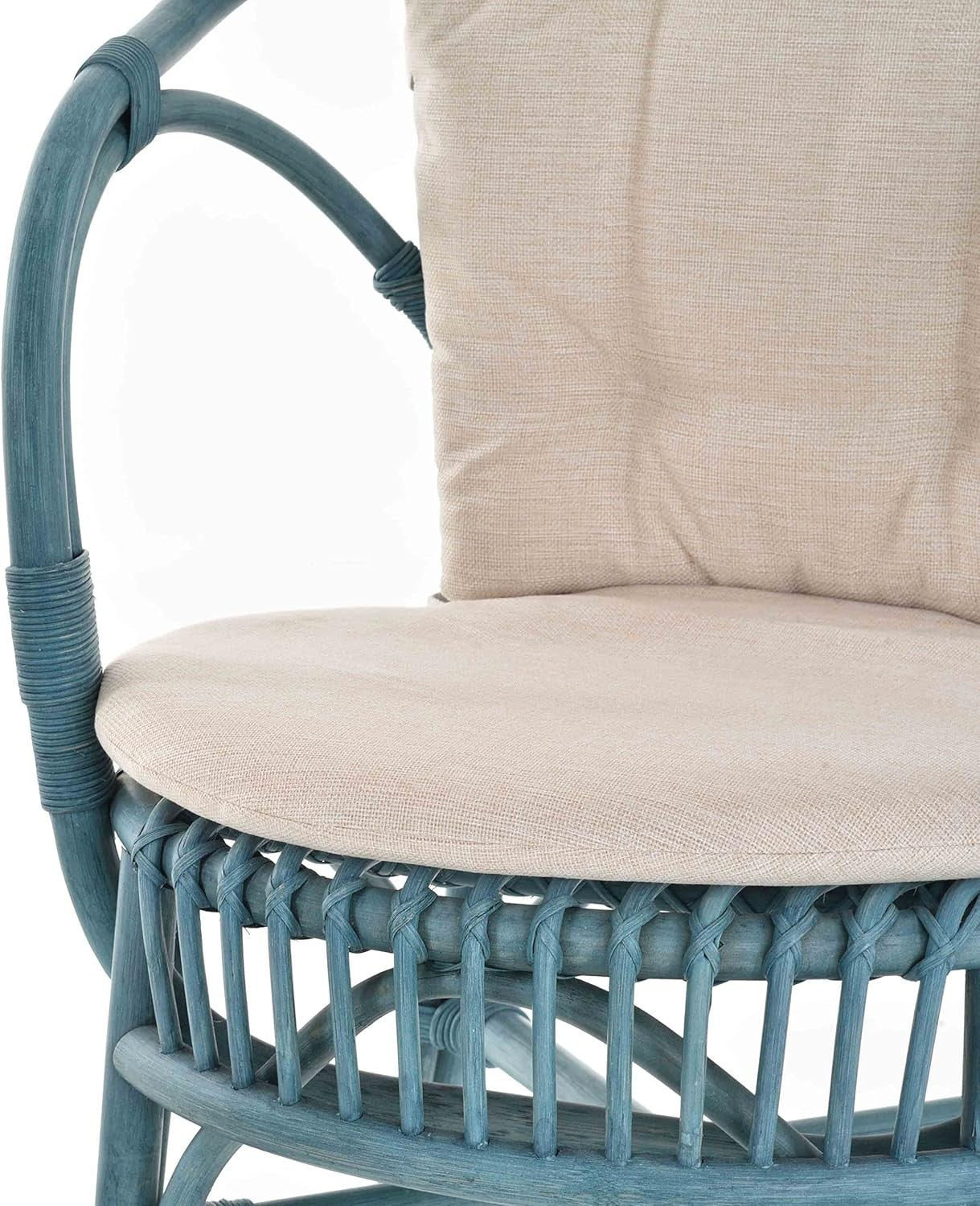 Scandinavian Wicker Chair Natural Rattan Armchair with Cushion Indoor Lounge