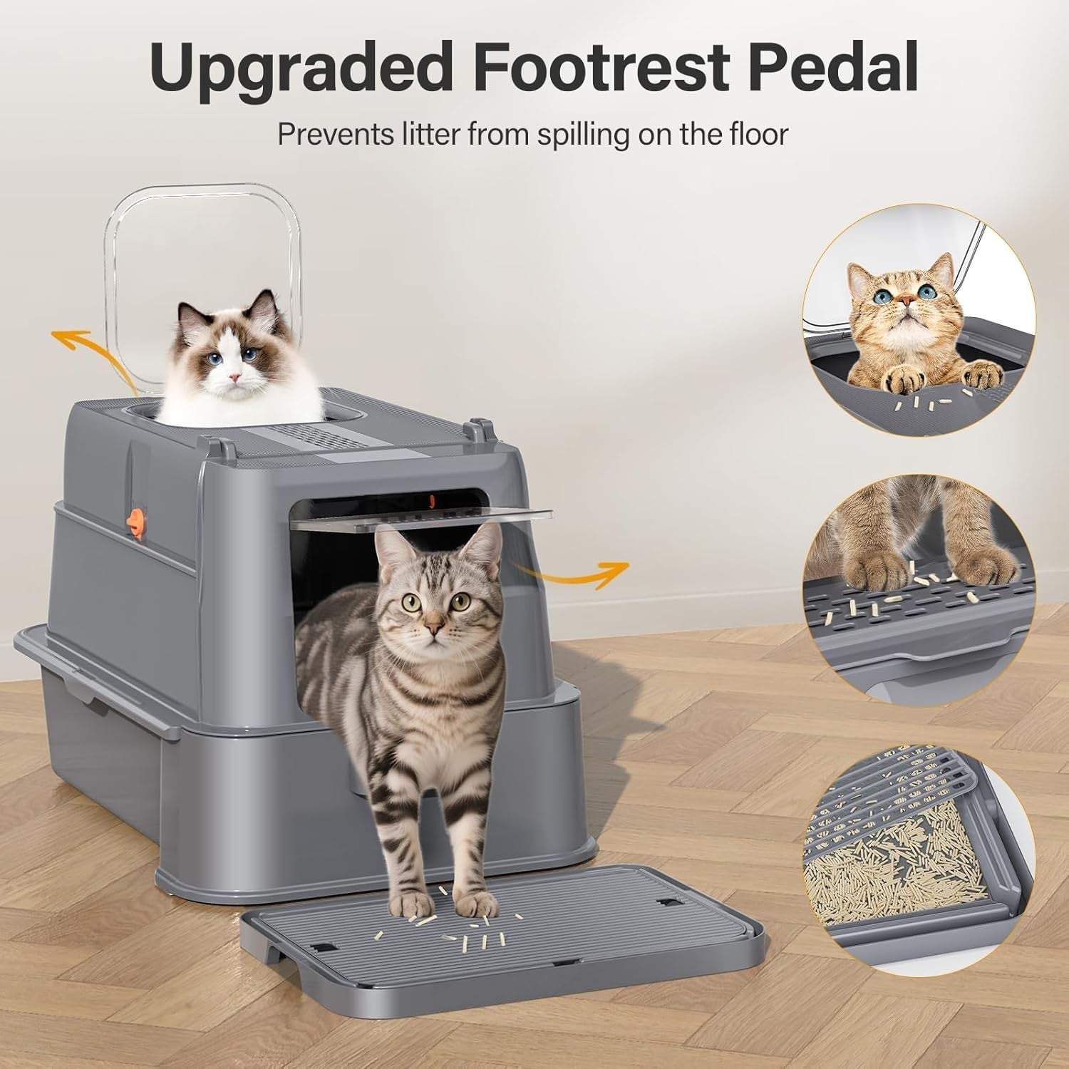 XL Stainless Steel Cat Litter Box Drawer Tray Dual Entry Odor Control