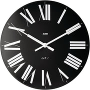 Modern Silent Quartz Wall Clock Black 36cm Large Roman Numerals Decor