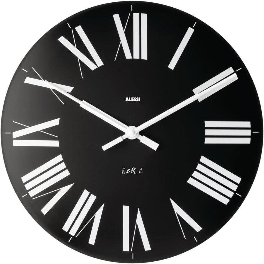 Modern Silent Quartz Wall Clock Black 36cm Large Roman Numerals Decor